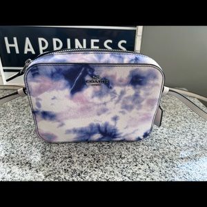 Coach Tie Dye mini camera bag purse blue and purple king strap NWOT